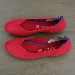 Rothy's The Flats Round Toe Scooter Red Knit Ballet Size 9.5